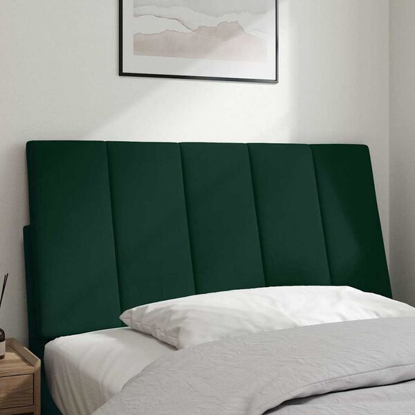 vidaXL Cabecero de cama acolchado Hanko terciopelo verde oscuro 100 cm