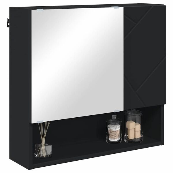 vidaXL Armario de espejo Negro 59 x 17 x 55 cm Madera contrachapada