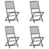 vidaXL Sillas de jard&iacute;n plegables 4 uds cojines madera maciza acacia