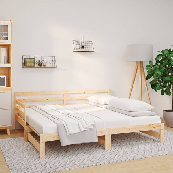 vidaXL Sof&aacute; cama extra&iacute;ble madera maciza de pino 2x(80x200) cm
