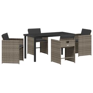 vidaXL Conjunto de Comedor de Jard&iacute;n 5 pcs Gris rat&aacute;n sint&eacute;tico