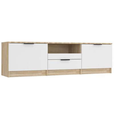 vidaXL Mueble de TV madera contrachapada blanco y roble 140x35x40 cm