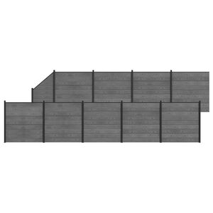 vidaXL Conjunto de valla 10 uds. 1657 x 186 cm WPC y Aluminio Gris