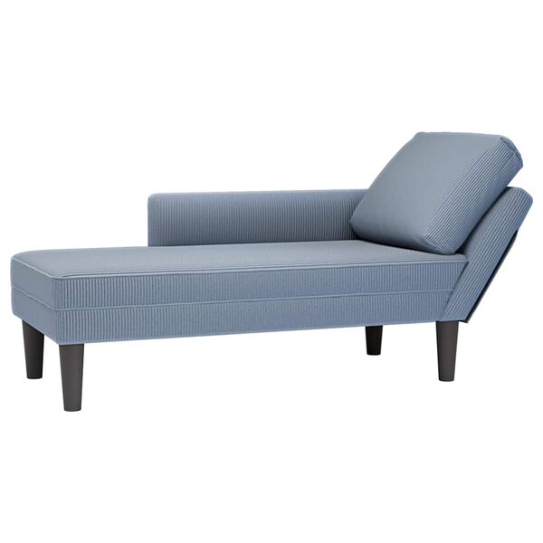 vidaXL Chaise longue con coj&iacute;n de tela de pana azul