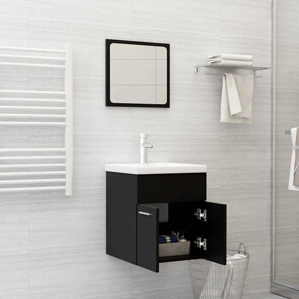 vidaXL Conjunto de muebles de ba&ntilde;o 2 pzas madera contrachapada negro