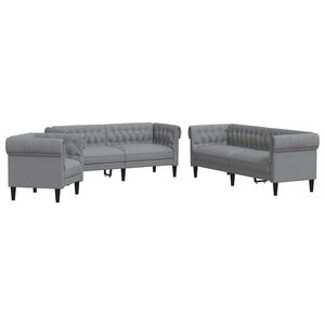 vidaXL Sof&aacute; de sala 3 pcs Gris Claro tela