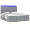 vidaXL Cama Box Spring LED con colch&oacute;n Gris Claro 180 x 200 cm tela