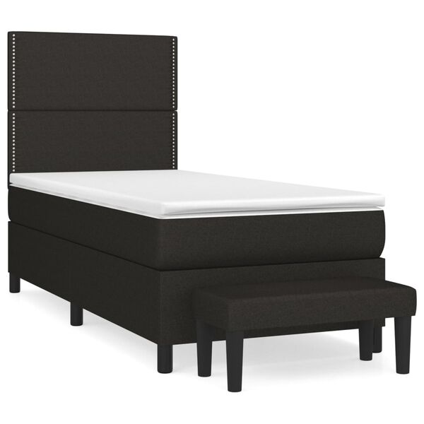 vidaXL Cama box spring con colch&oacute;n tela negro 90x190 cm