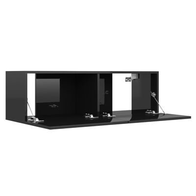 vidaXL Mueble TV madera contrachapada negro brillante 100x30x30 cm