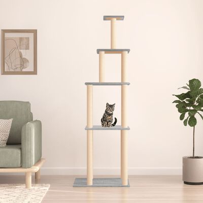 vidaXL Rascador para gatos con postes de sisal gris claro 183 cm