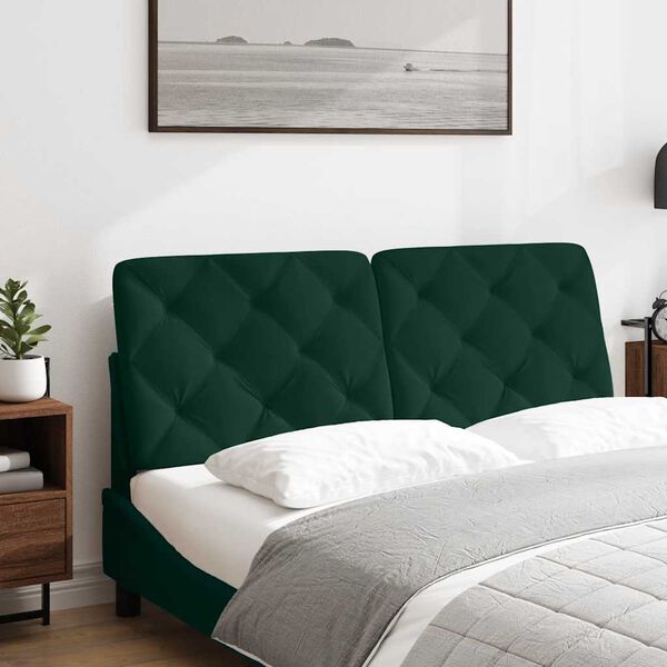 vidaXL Cabecero de cama acolchado terciopelo verde oscuro 120 cm