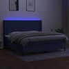 vidaXL Cama box spring colch&oacute;n y luces LED tela azul 200x200 cm
