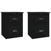 vidaXL Mesitas de noche de pared 2 uds negras 41,5x36x53 cm