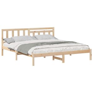 vidaXL Estructura de cama Marr&oacute;n 200 x 200 cm Madera de pino macizo