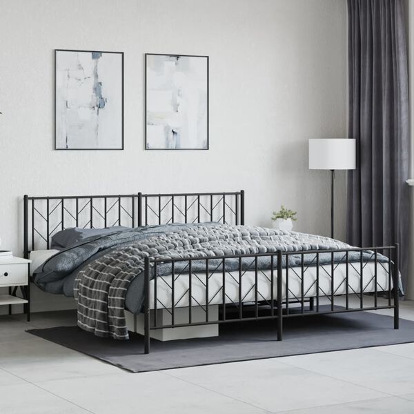 vidaXL Estructura cama sin colchón con estribo metal negro 193x203 cm