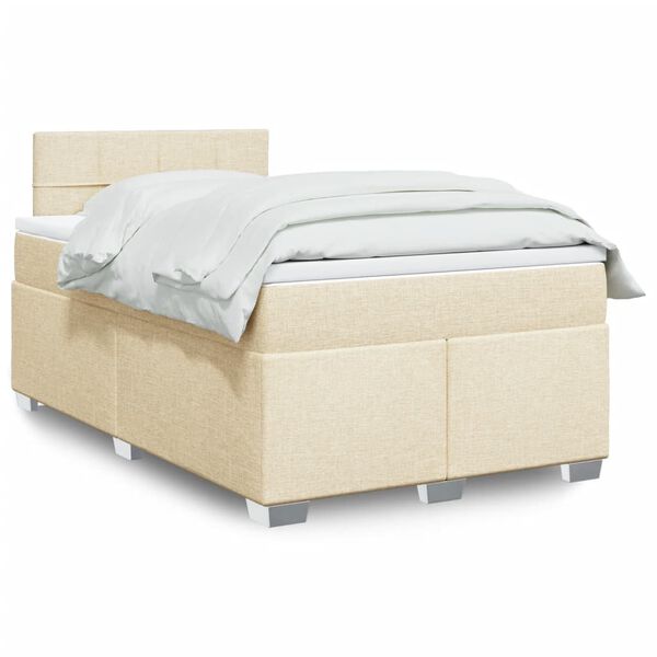 vidaXL Cama box spring con colch&oacute;n tela color crema 120x200 cm