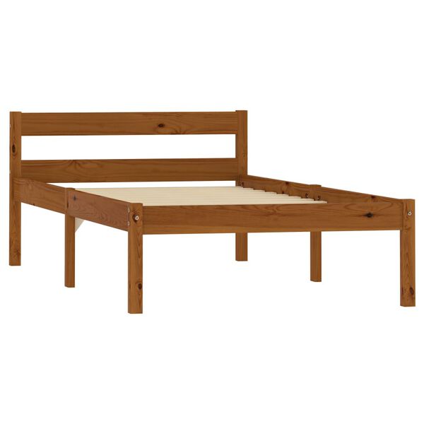 vidaXL Estructura cama sin colch&oacute;n madera pino marr&oacute;n miel 90x200 cm