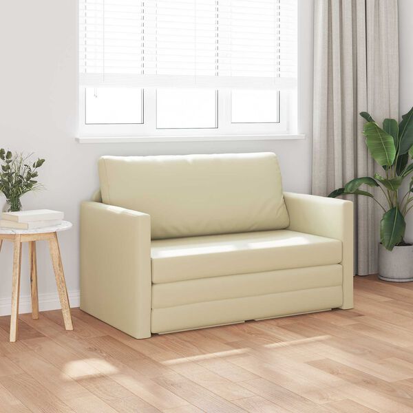 vidaXL Sof&aacute; cama 110cm Crema Cuero artificial