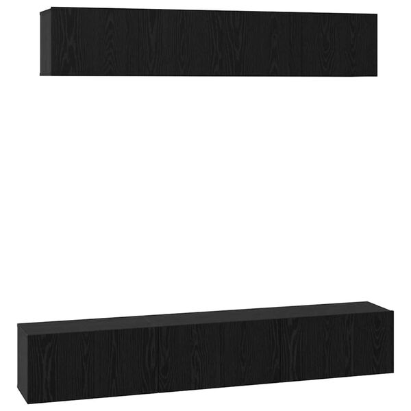 vidaXL Conjunto de mueble de TV 5 pcs Roble Negro Madera de ingeniería