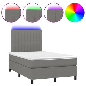 vidaXL Cama box spring con colch&oacute;n y LED tela gris oscuro 120x200 cm