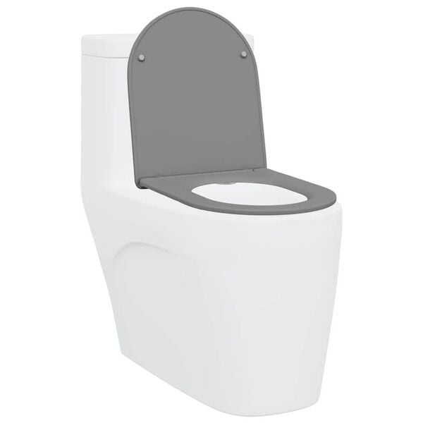 vidaXL Asiento de Inodoro de Liberaci&oacute;n R&aacute;pida Gris 44 x 36.4 x 3.4 cm