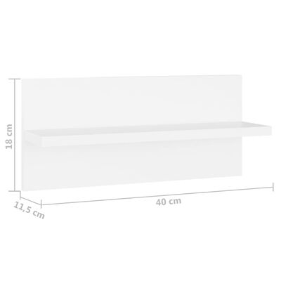vidaXL Estantes de pared 4uds madera contrachapada blanco 40x11,5x18cm