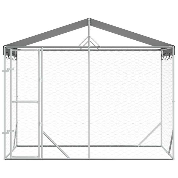vidaXL Perrera exterior con toldo acero galvanizado plata 3x1,5x2,5 m