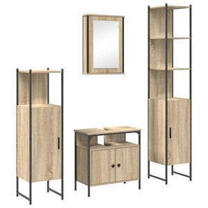 vidaXL Juego de muebles de ba&ntilde;o con estante 4 pcs Roble Sonoma