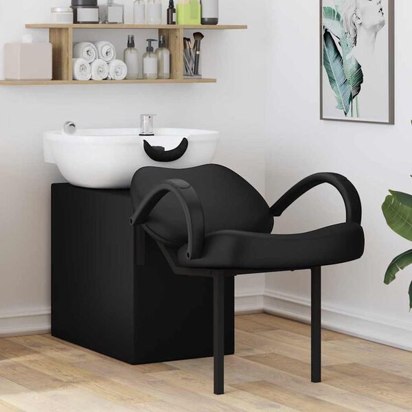 vidaXL Silla de Shampoo Manual Negro y 63 x 141 x 92 cm PVC