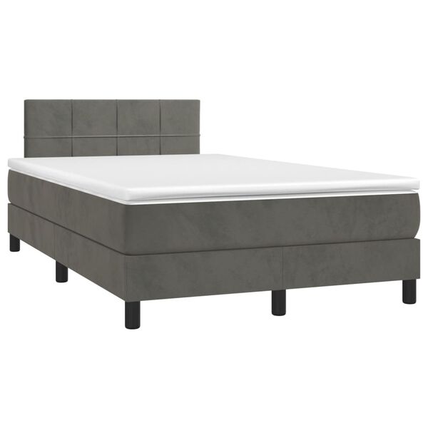 vidaXL Cama box spring con colch&oacute;n terciopelo gris oscuro 120x200 cm