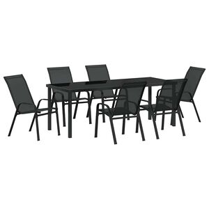 vidaXL Conjunto de Comedor de Jard&iacute;n 7 pcs Negro