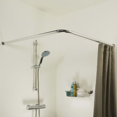 Sealskin Barra angular para cortina de ducha gris mate 90x90 cm