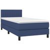 vidaXL Cama box spring colch&oacute;n y luces LED tela azul 80x200 cm