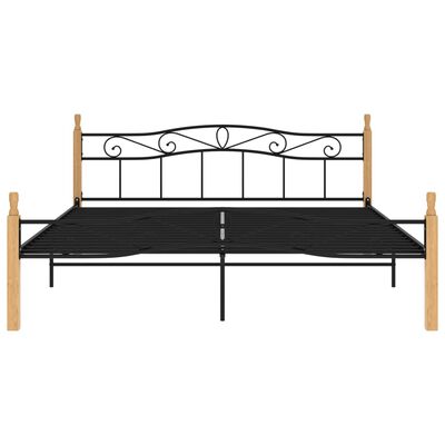 vidaXL Estructura de cama metal y madera maciza de roble 200x200 cm