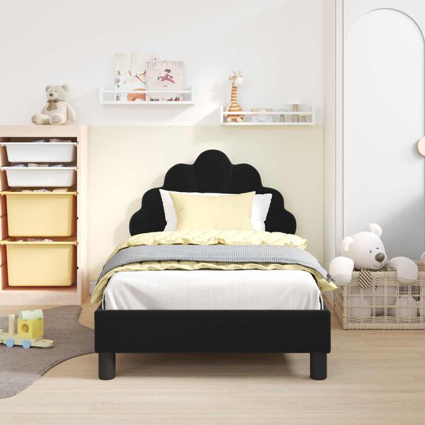 vidaXL Cama para niños con cabecero Negro 80 x 160 cm Terciopelo