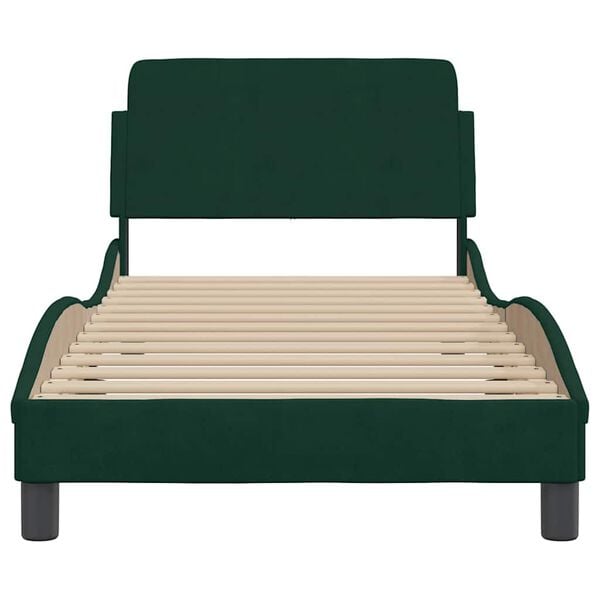 vidaXL Estructura de cama Dover terciopelo verde oscuro 90x190cm