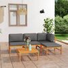 vidaXL Set de muebles de jard&iacute;n 5 pzas madera de teca y cojines gris