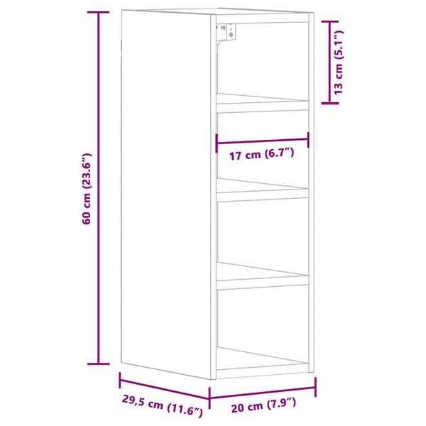 Mueble De Pared Para Horno VidaXL Riga | Roble Negro, 60x46x81.5 Cm | Amplio Almacenamiento Para Cocina Moderna
