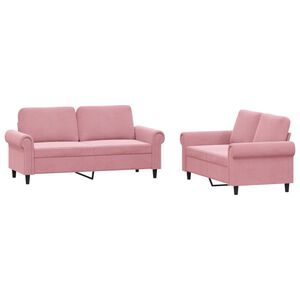 vidaXL Juego de sof&aacute;s con cojines 2 piezas terciopelo rosa