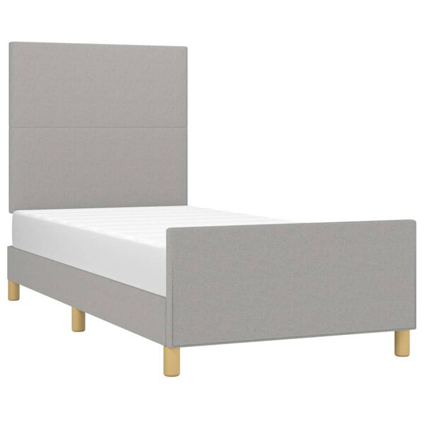 vidaXL Estructura de cama sin colch&oacute;n tela gris claro 90x190 cm
