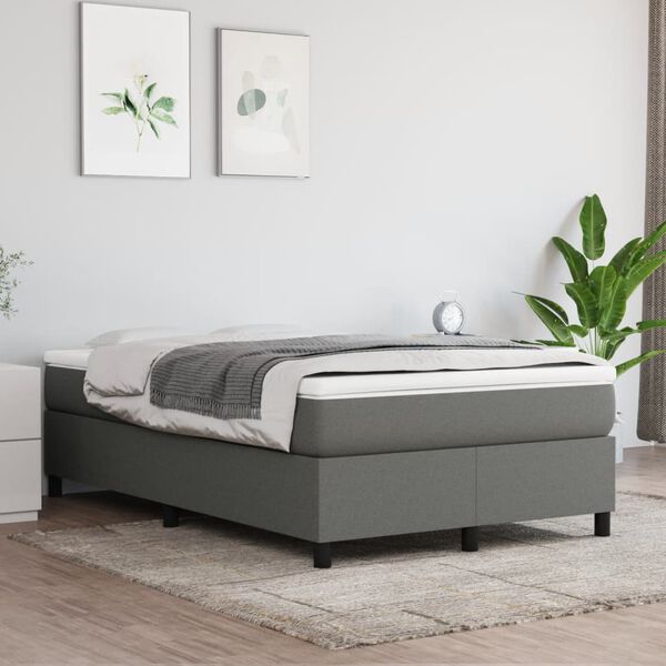 vidaXL Cama box spring con colch&oacute;n tela gris oscuro 120x190 cm