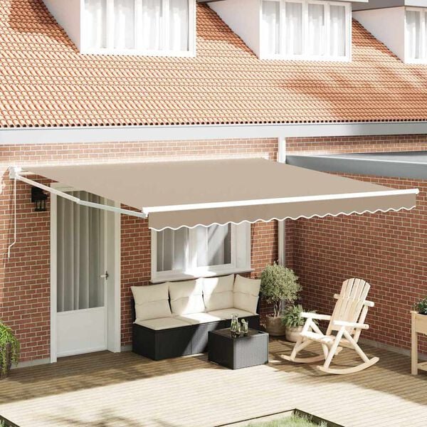vidaXL Toldo Retr&aacute;ctil Manual Beige 400 x 300 cm Poli&eacute;ster y Aluminio