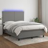 vidaXL Cama box spring colch&oacute;n y luces LED tela gris oscuro 140x190 cm