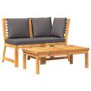 vidaXL Muebles de jard&iacute;n 3 pzas madera de acacia y cojines gris oscuro