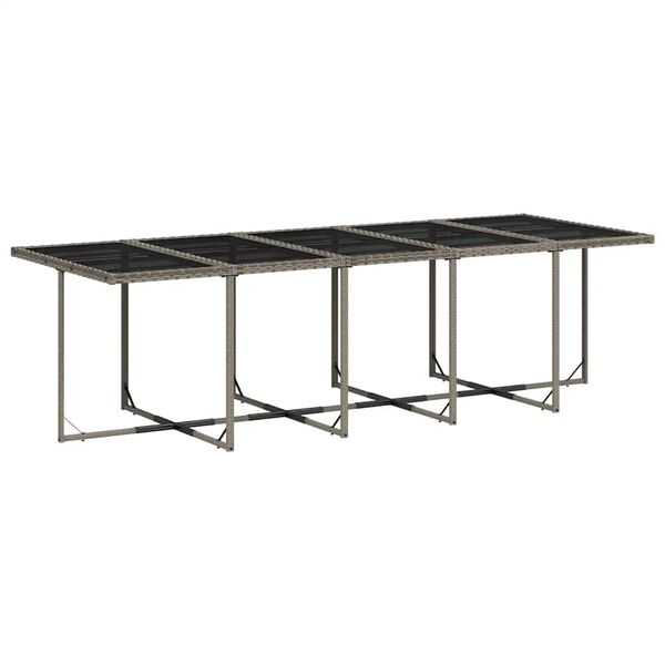 vidaXL Set de comedor de jard&iacute;n 11 pzas y cojines rat&aacute;n sint&eacute;tico gris