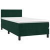 vidaXL Cama box spring con colch&oacute;n terciopelo verde oscuro 90x190 cm
