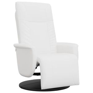 vidaXL Sill&oacute;n reclinable con reposapi&eacute;s cuero sint&eacute;tico blanco