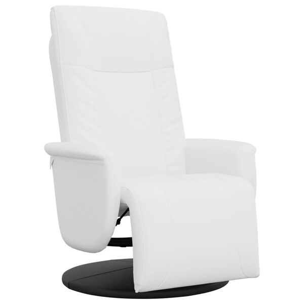 vidaXL Sill&oacute;n reclinable con reposapi&eacute;s cuero sint&eacute;tico blanco