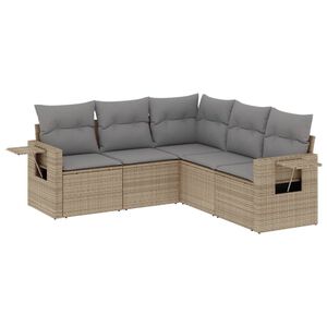 vidaXL Juego de sof&aacute;s jard&iacute;n con cojines 5 pzas rat&aacute;n sint&eacute;tico beige