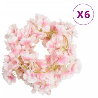 vidaXL Guirnaldas de flores artificiales 6 uds rosa claro 180 cm